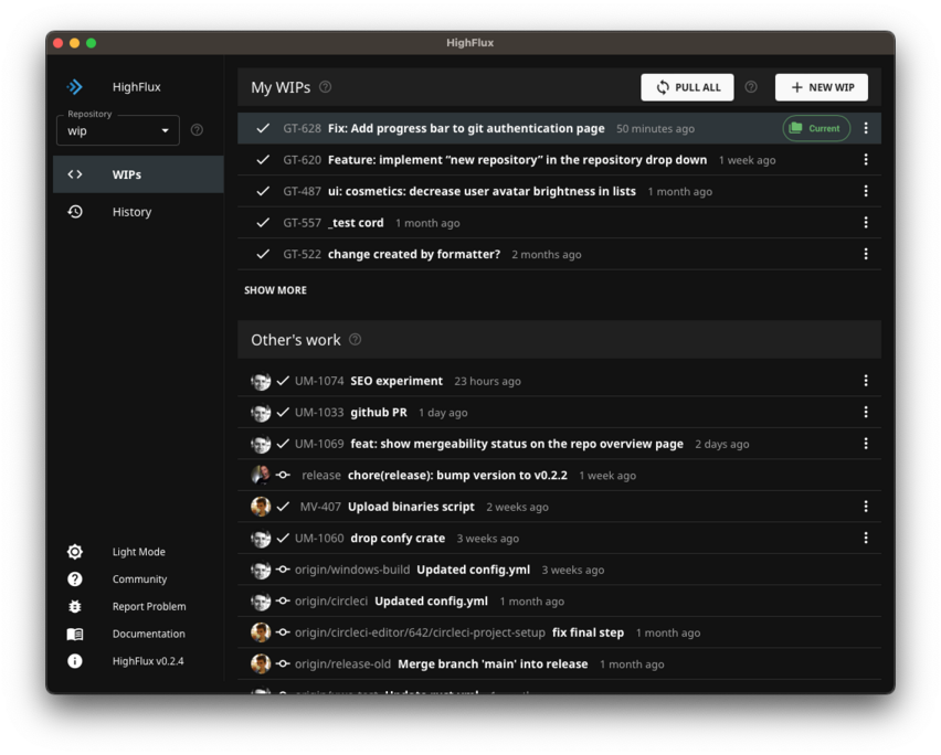 HighFlux, the modern git client